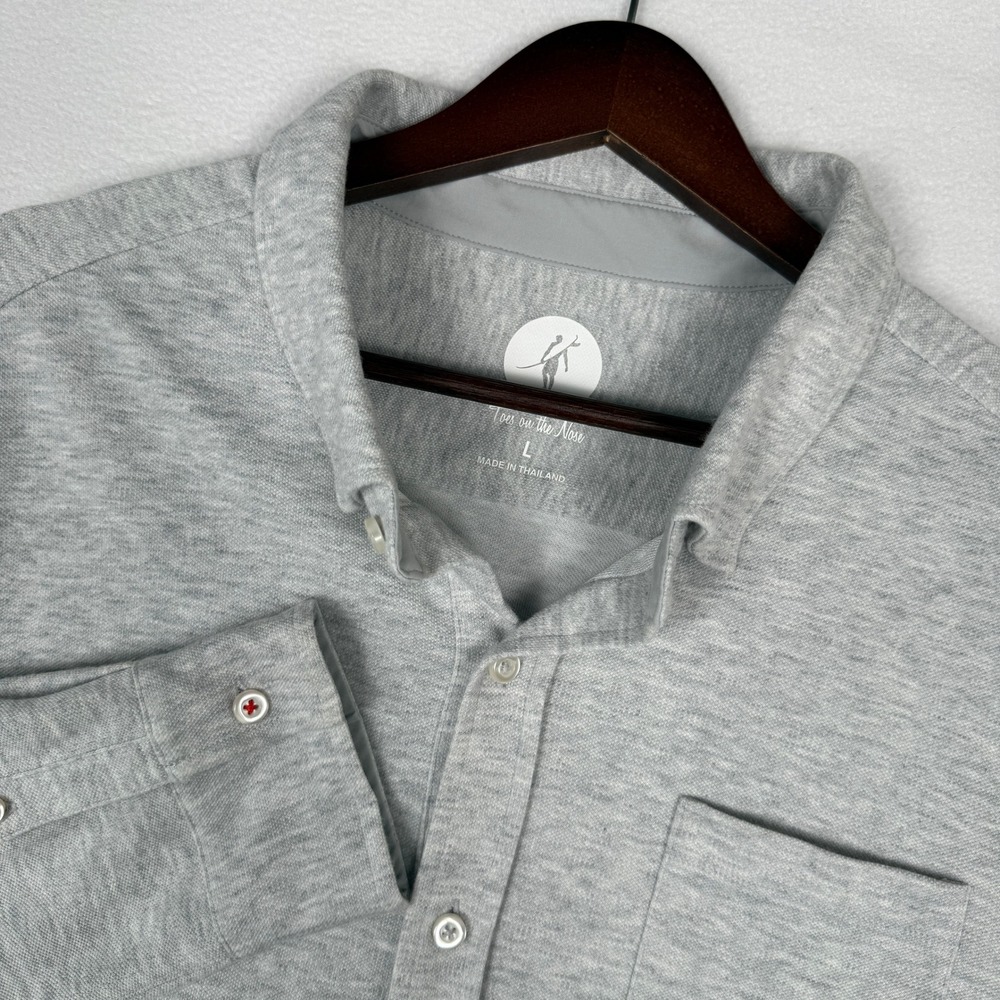 Toes on the Nose Long Sleeve Button Down Shirt Mens L Heather Grey TK838